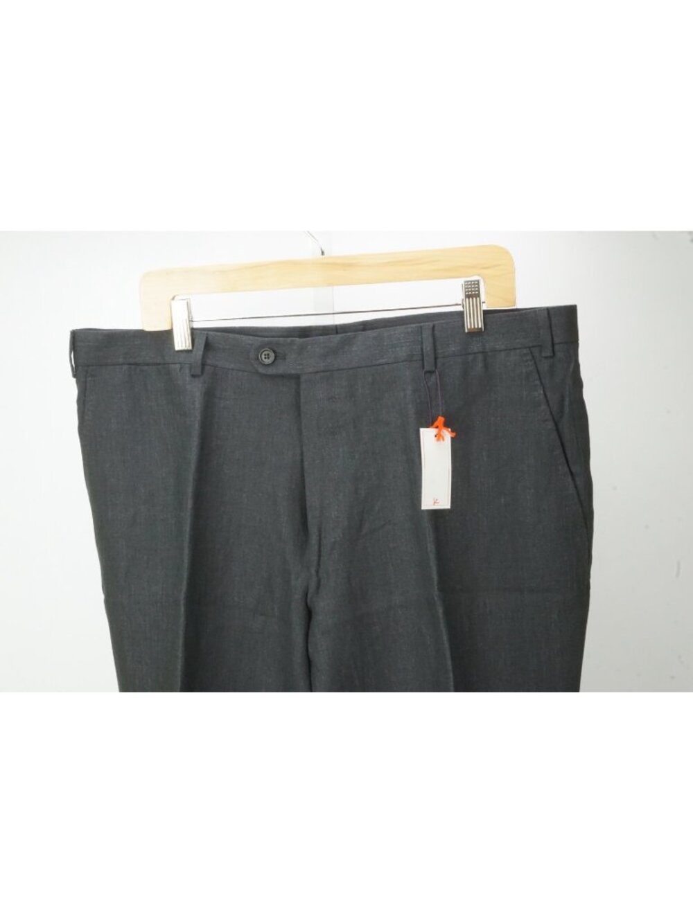 Isaia Charcoal 100% Linen Mens Dress Pants Sz 56 EU Brand New